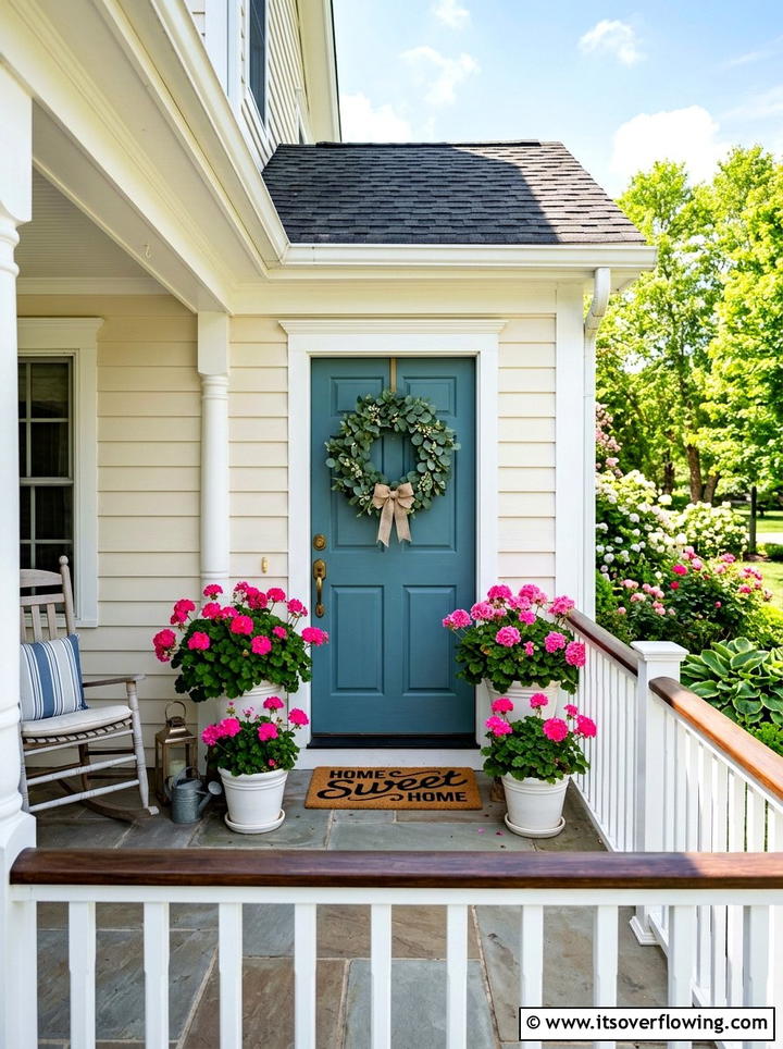 Front Porch Seasonal Flowers - 25 front porch decor ideas with eucalyptus wreath