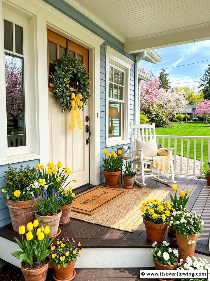 Front Porch Spring Accents - 25 front porch decor ideas with eucalyptus wreath