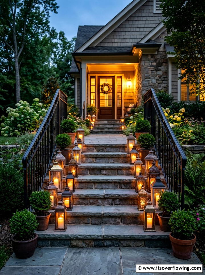 Front Porch Stair Lanterns - 25 front porch decor ideas with lantern clusters