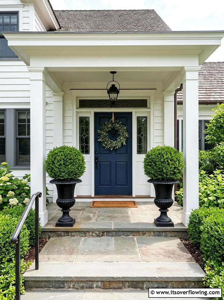 Front Porch Topiaries - 25 front porch decor ideas with eucalyptus wreath