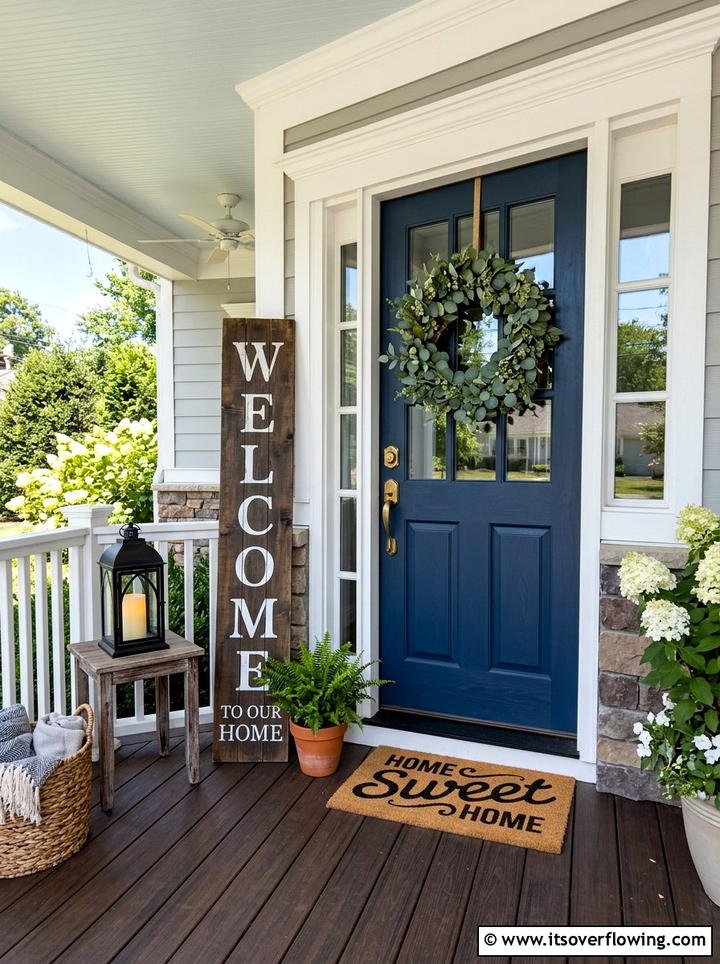 Front Porch Welcome Sign - 25 front porch decor ideas with eucalyptus wreath