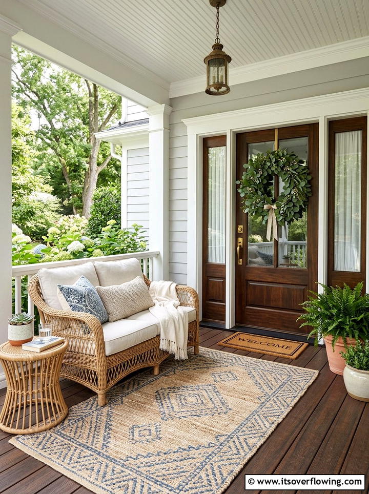 Front Porch Wicker Furniture - 25 front porch decor ideas with eucalyptus wreath