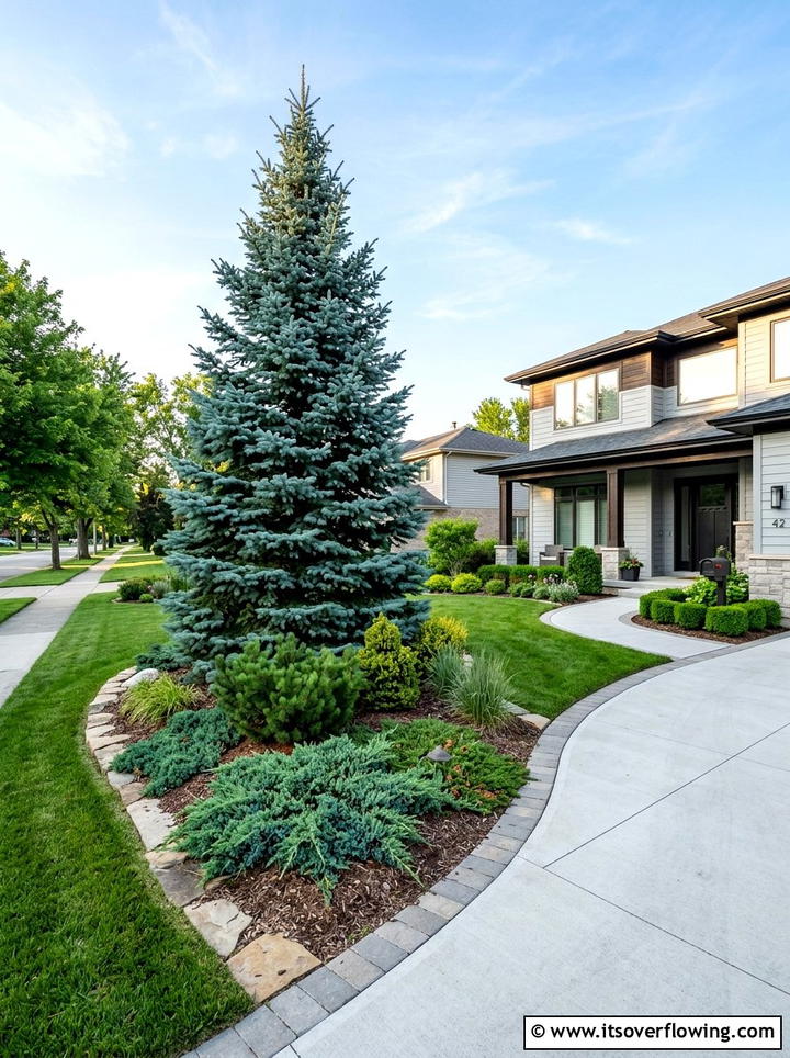 Front Yard Evergreen Landscaping - 25 garden ideas with evergreens