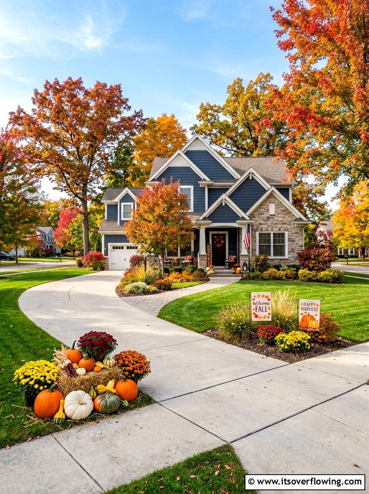 Front Yard Fall Curb Appeal - 25 garden decor ideas with fall decor