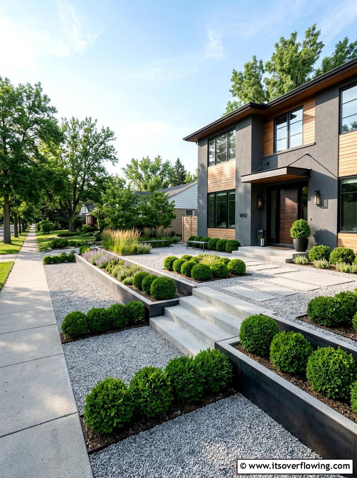 Front Yard Gravel Terrace - 25 garden ideas with gravel