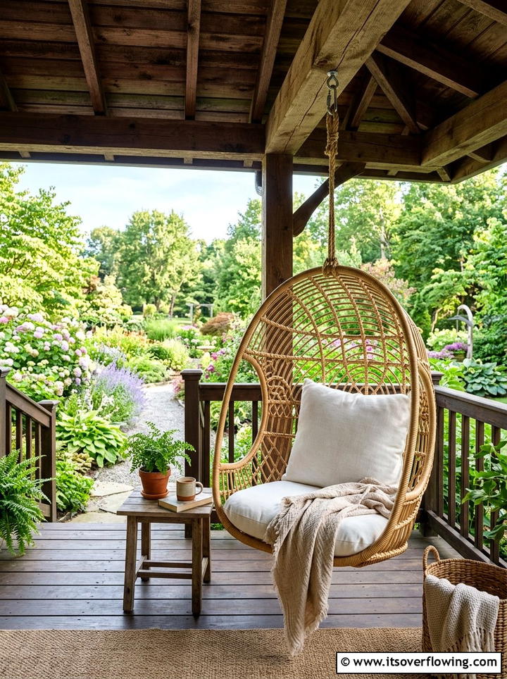 Front porch hanging chair - 25 front porch decor ideas