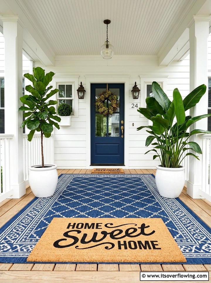 Front porch rug layering - 25 front porch decor ideas