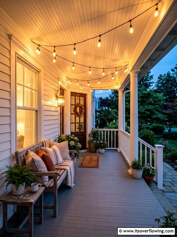 Front porch string lights - 25 front porch decor ideas diy