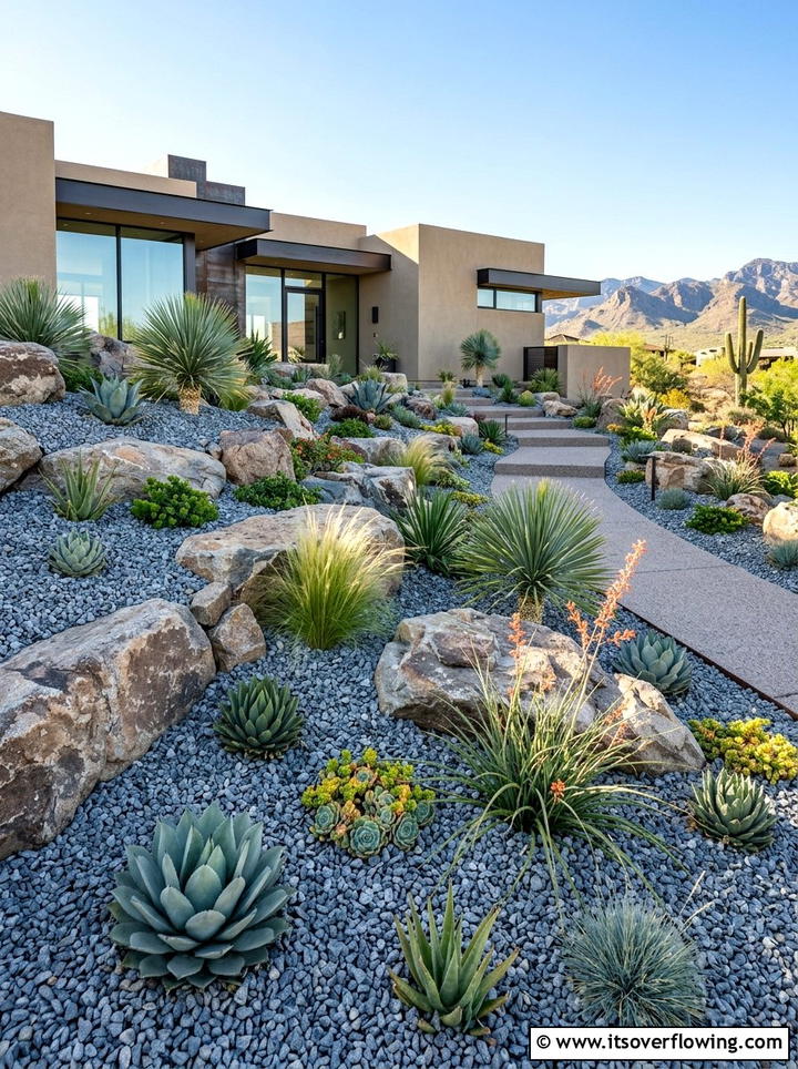Front yard rock garden - 25 cheap garden ideas for front yard