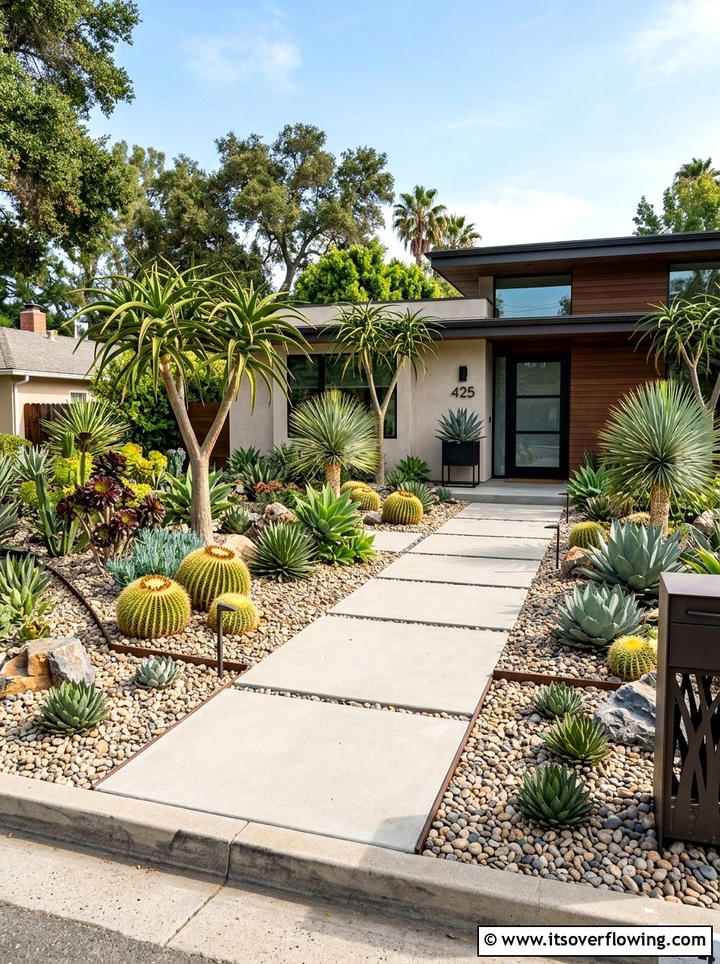 Front yard succulent landscape - 25 garden design ideas with succulent beds