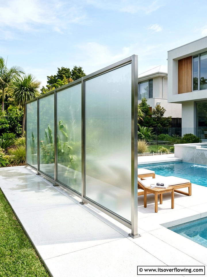 Frosted Glass Garden Screen - 25 garden decor ideas with privacy panels