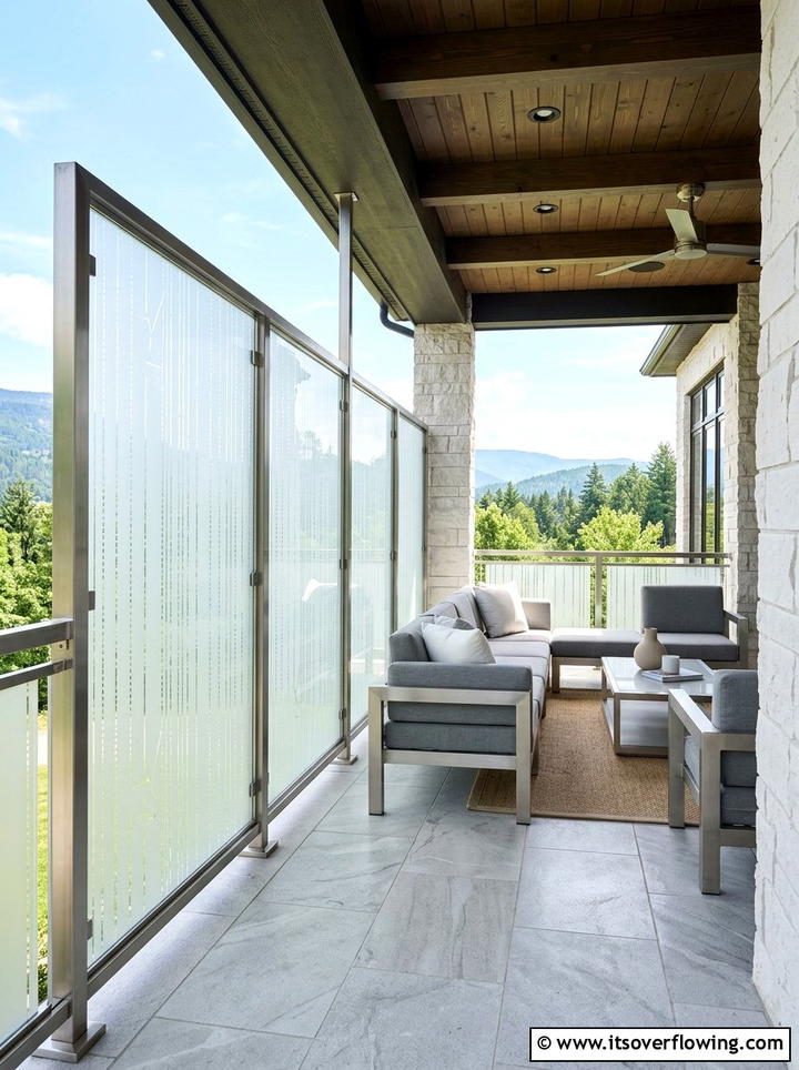 Frosted Glass Panels - 25 front porch ideas with privacy screens
