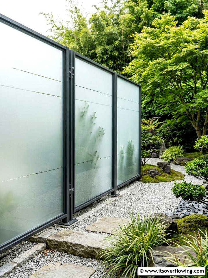 Frosted glass garden partition - 25 small garden ideas with privacy screens