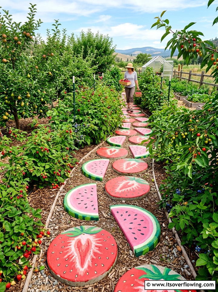 Fruit garden stepping stones - 25 creative garden ideas with painted stepping stones
