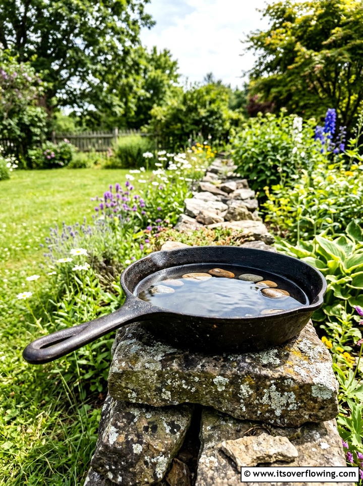 Frying pan bird bath - 25 reusing old things ideas for bird baths