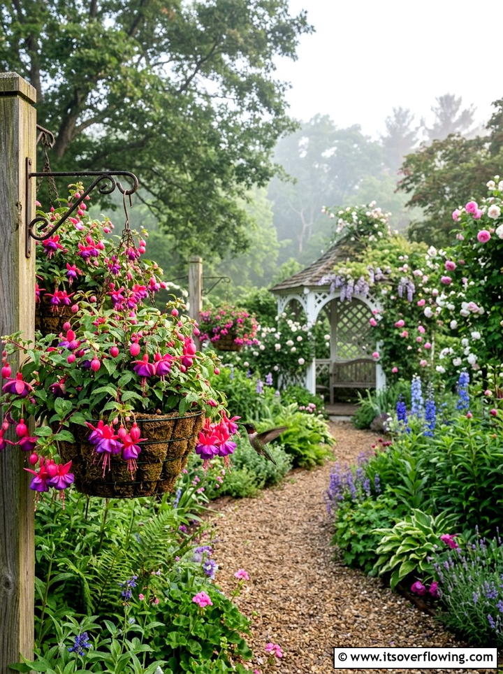 Fuchsia hanging baskets hummingbird garden - 25 cheap garden ideas with hanging baskets