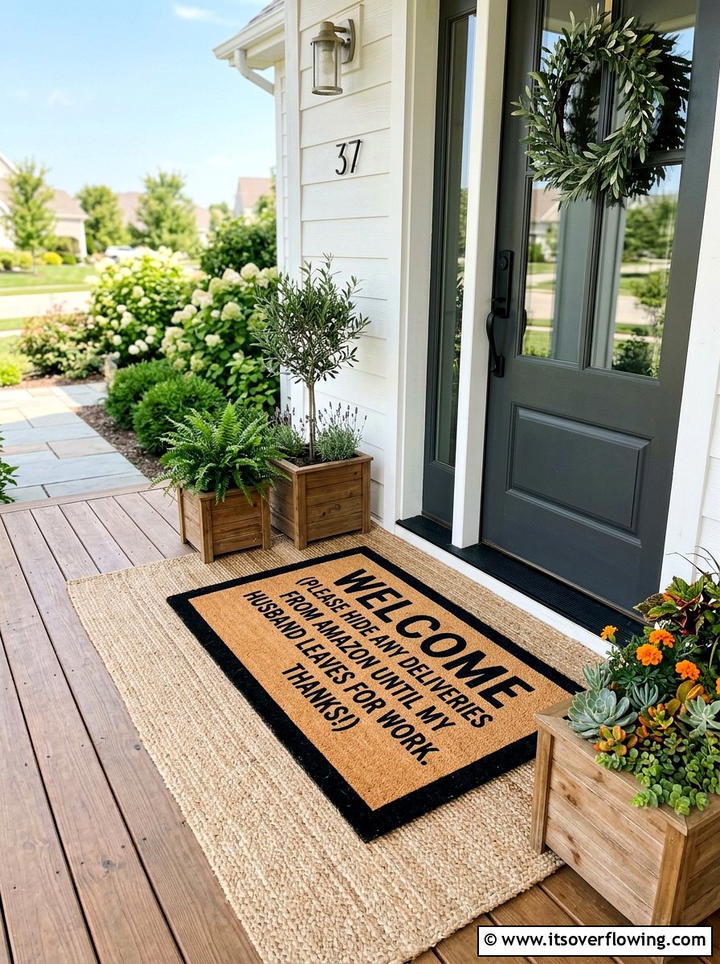 Funny Quote Doormat - 25 front porch ideas with doormat