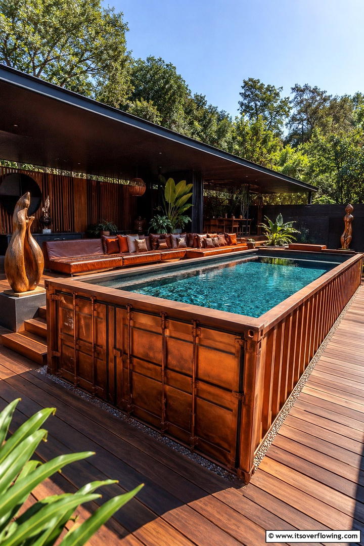 Futuristic Container Design - 30 Shipping Container Pool Ideas for Modern Backyards