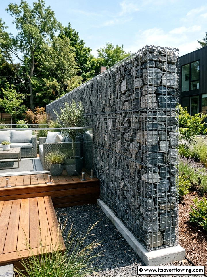 Gabion Wall - 25 garden decor ideas with stone accents