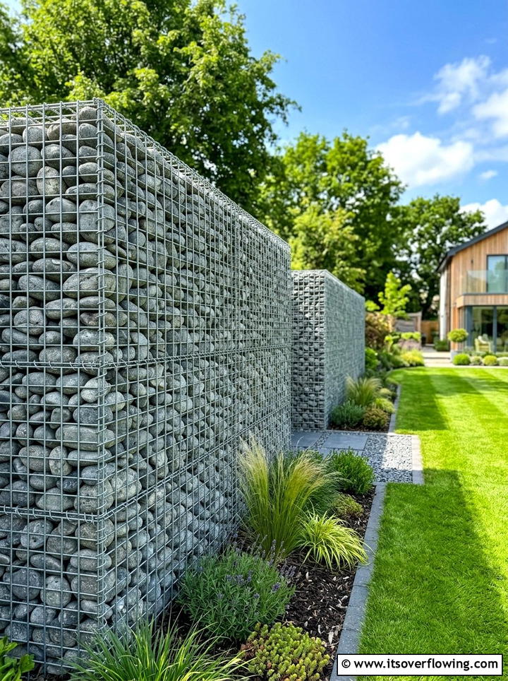 Gabion Wall - 25 garden ideas for sloped yards