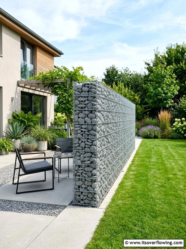 Gabion Wall Dividers - 25 creative garden ideas with modern landscape lines