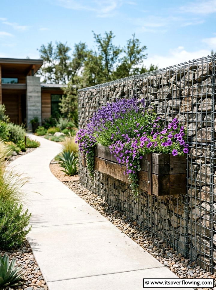 Gabion Wall With Planter - 25 garden design ideas with privacy screens