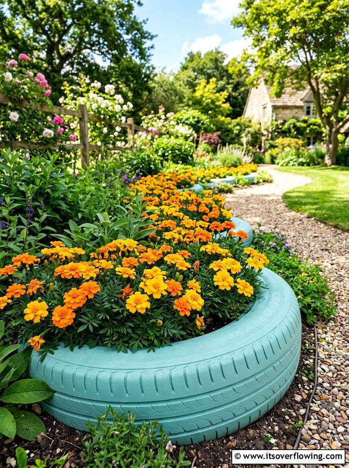 Gabion Wire Stone Border - 25 cheap garden ideas with edging