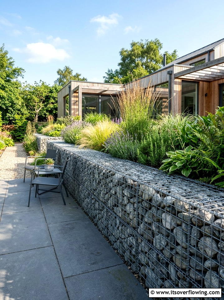 Gabion garden wall - 25 garden ideas with edging