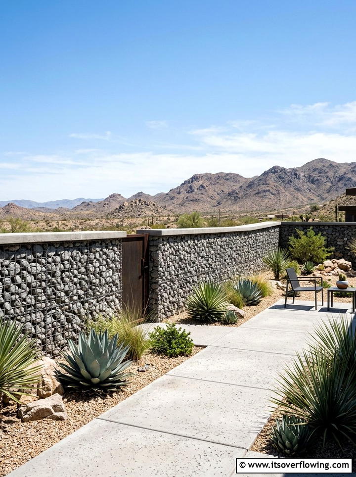 Gabion wall fence - 25 backyard ideas with fence