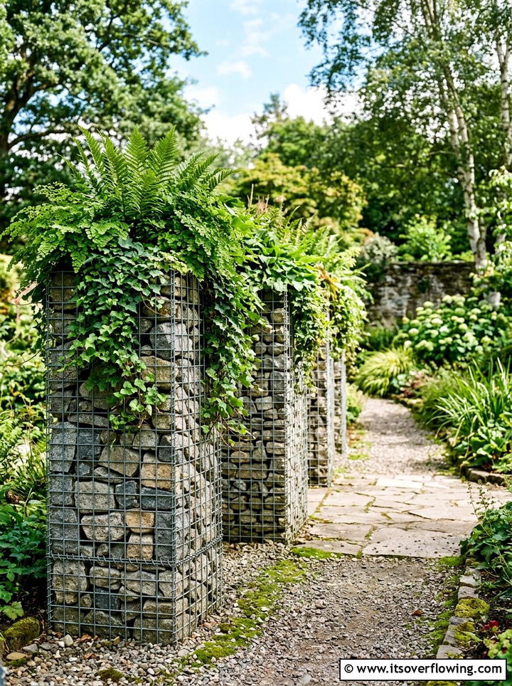 Gabion wall planter - 25 garden ideas with rocks