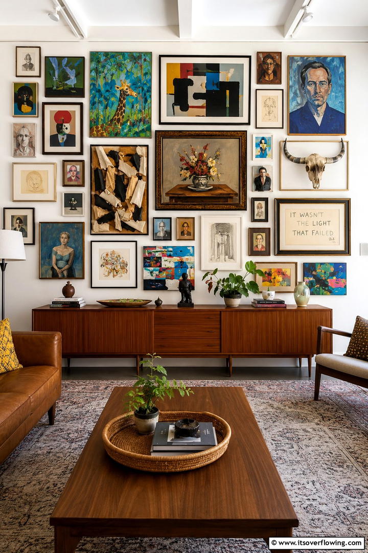 Gallery Walls of Mixed Art - 25 Eclectic Living Room Ideas for a Unique and Vibrant Space