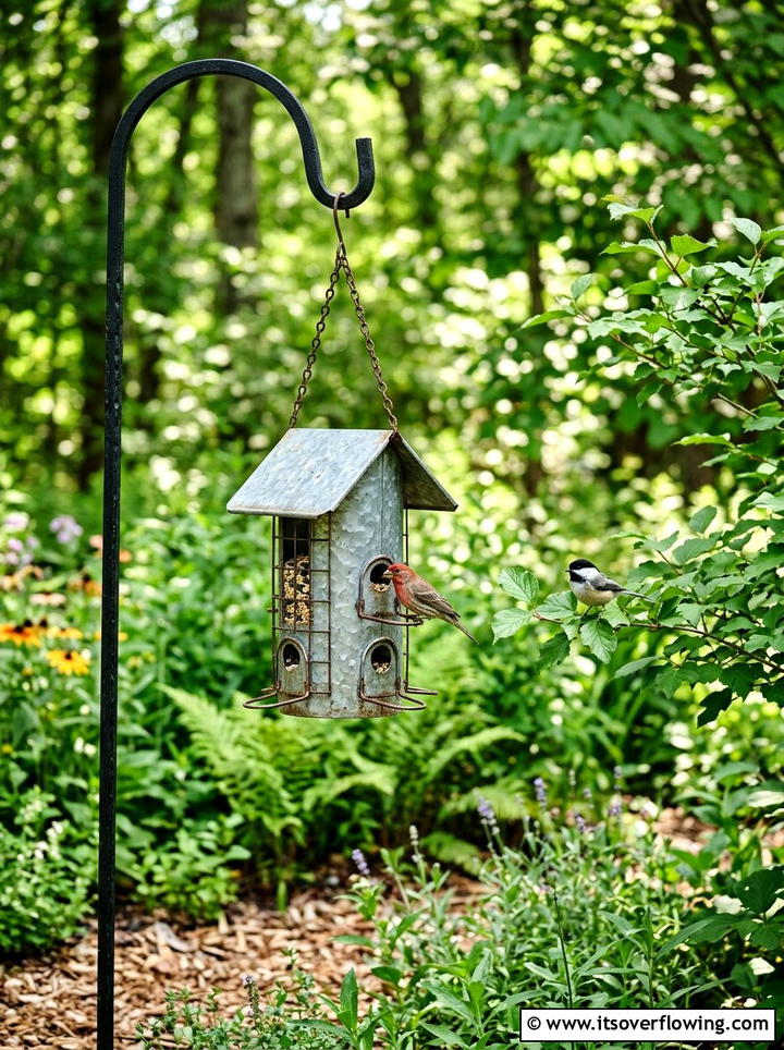 Galvanized Bird Feeder - 25 front porch decor ideas with galvanized metal