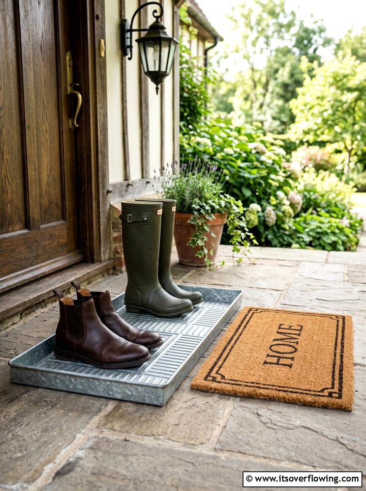 Galvanized Boot Tray - 25 front porch decor ideas with galvanized metal