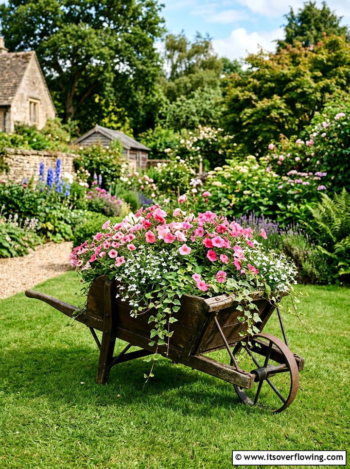 Galvanized Bucket Flower Pot - 25 recycled garden ideas with old tools
