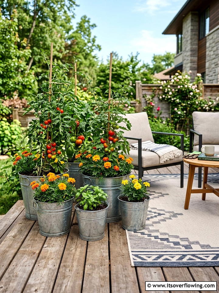 Galvanized Bucket Garden - 25 upcycled garden ideas for tiny yards
