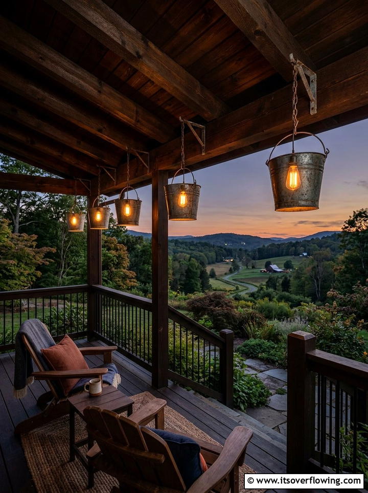 Galvanized Bucket Lights - 25 front porch decor ideas with galvanized metal