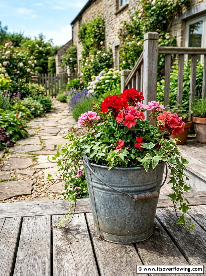 Galvanized Bucket Planter - 25 creative garden ideas with rustic charm