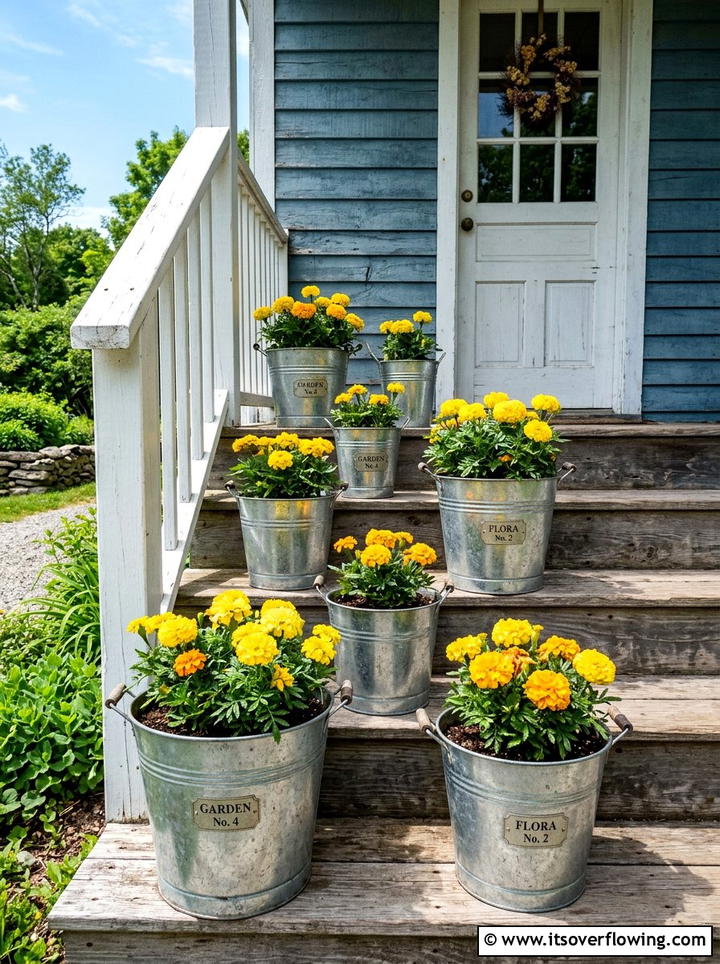 Galvanized Bucket Planters - 25 front porch ideas diy
