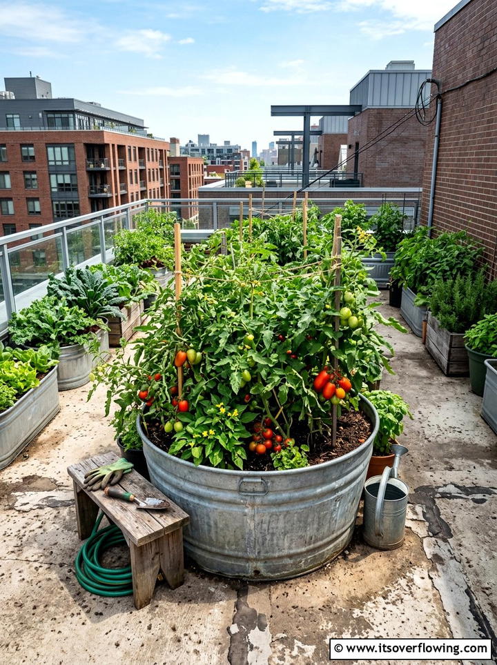 Galvanized Bucket Raised Bed - 25 upcycled garden ideas for urban gardens