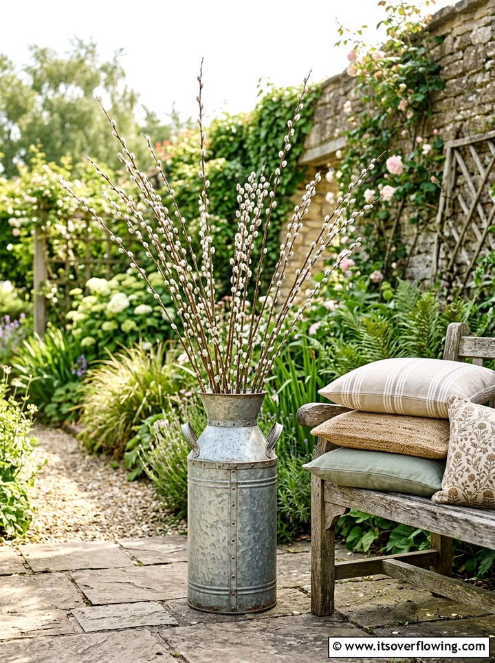 Galvanized Floor Vase - 25 front porch decor ideas with galvanized metal