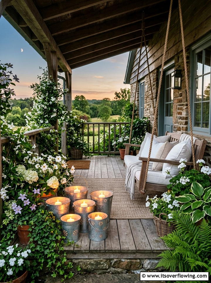 Galvanized Metal Bucket - 25 garden decor ideas with candles
