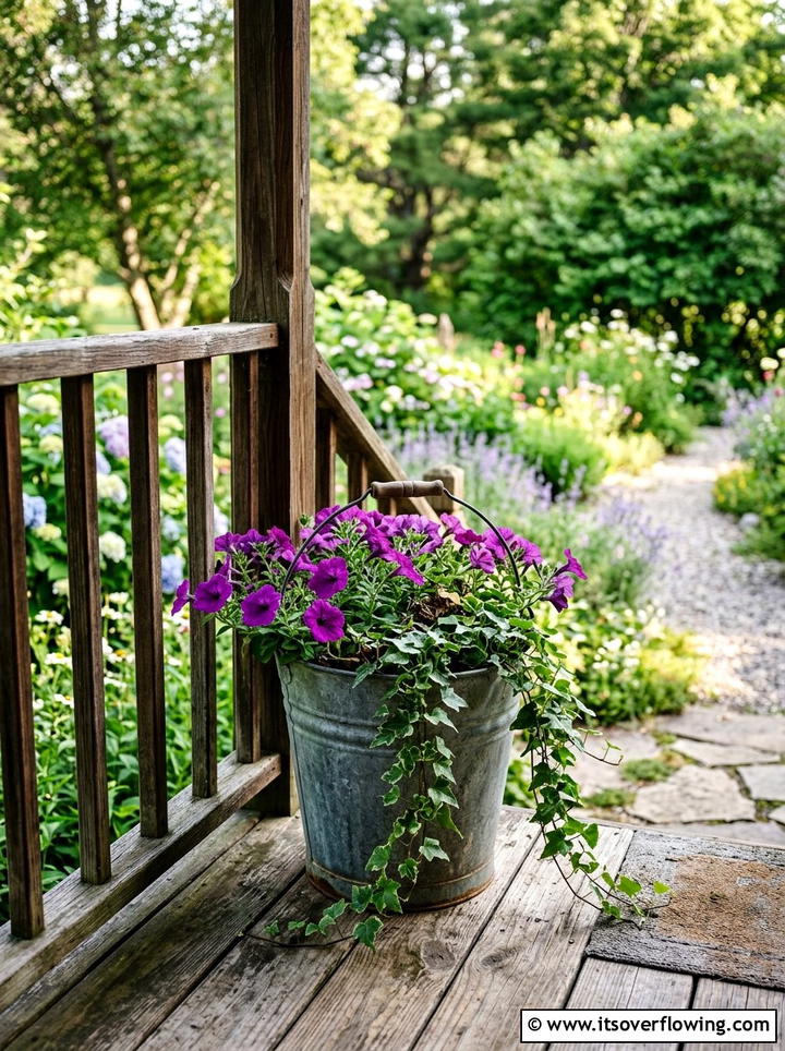 Galvanized Metal Bucket Planter - 25 recycled garden ideas with buckets