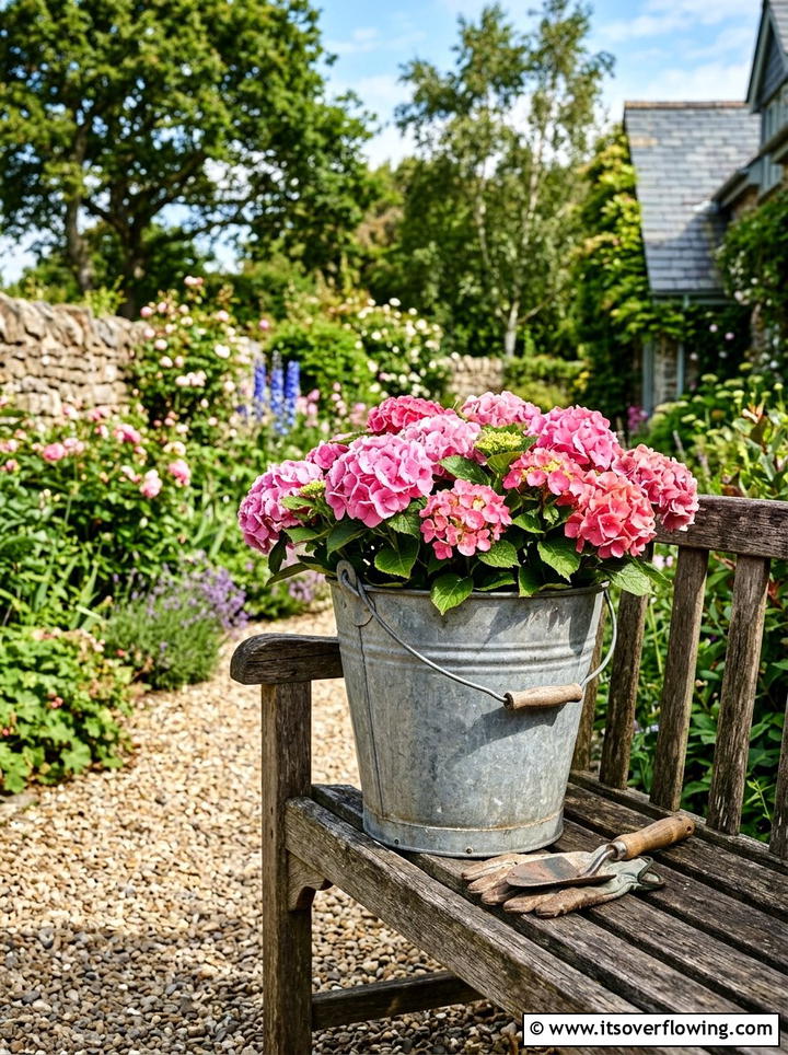 Galvanized Metal Bucket Planter - 25 upcycled garden ideas with coastal style