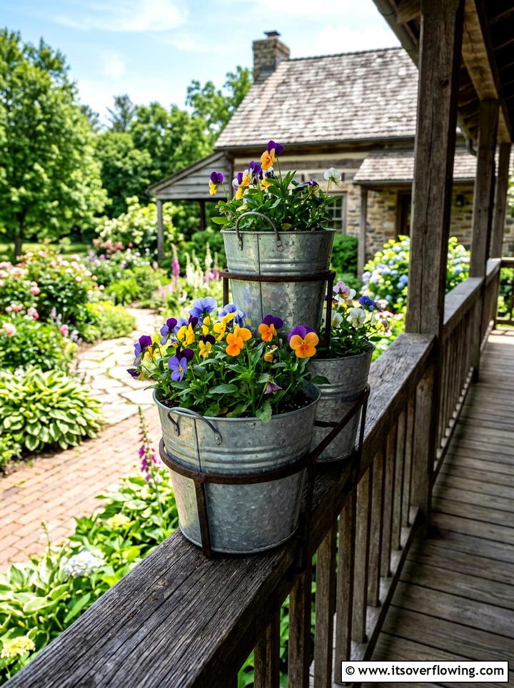 Galvanized Metal Bucket Planter - 25 front porch decor ideas on a budget
