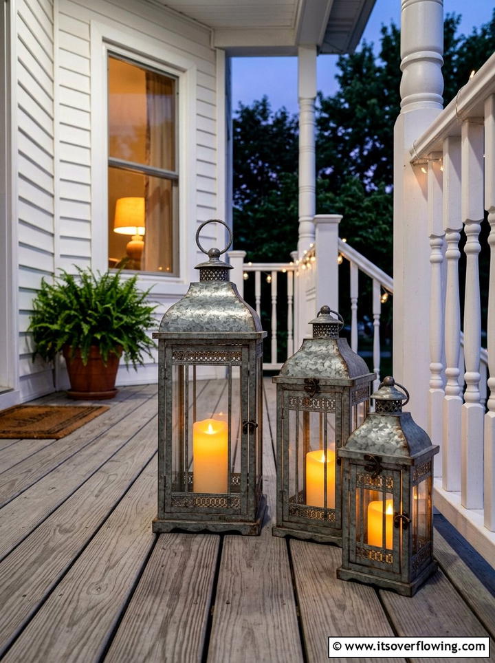 Galvanized Metal Lantern - 25 front porch decor ideas with galvanized metal