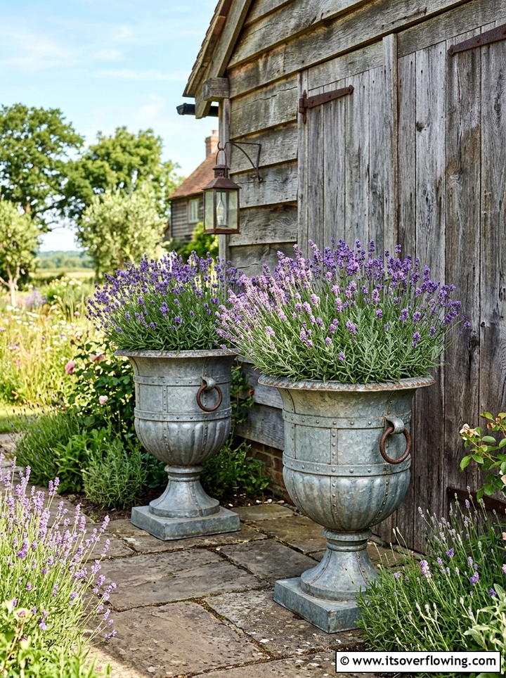Galvanized Metal Pedestal Urns - 25 front porch decor ideas with pedestal planters