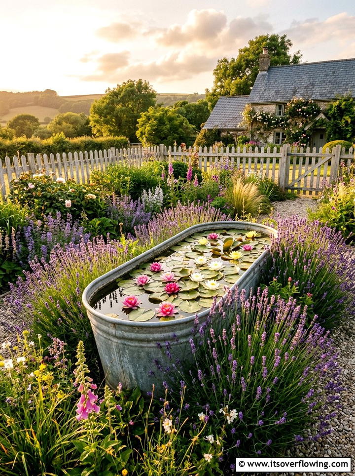 Galvanized Metal Water Trough - 25 creative garden ideas with water bowls