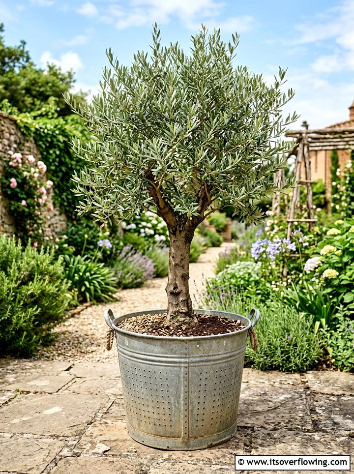 Galvanized Olive Bucket - 25 front porch decor ideas with galvanized metal