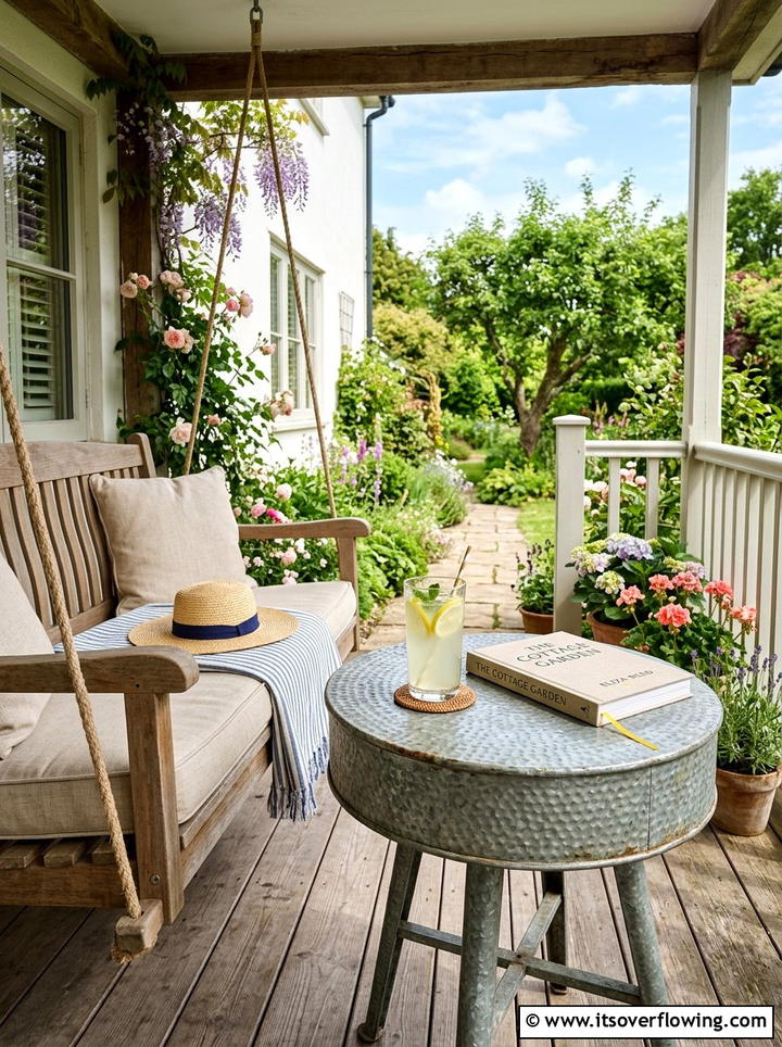 Galvanized Side Table - 25 front porch decor ideas with galvanized metal