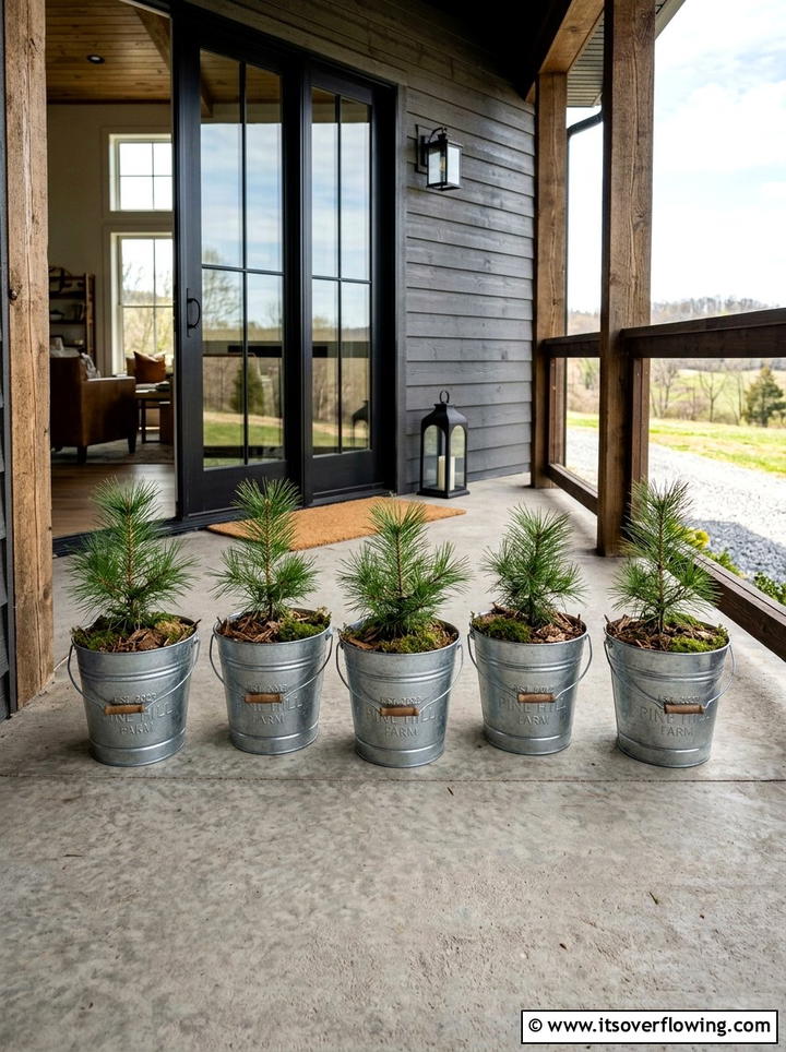 Galvanized Steel Buckets - 25 front porch decor ideas for winter
